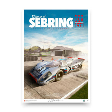 Poster Porsche 917 K Martini Racing – Sebring 1971 – Edition Limitée Exclusive Edition carsandme.com